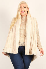 Plus Size Faux Fur Vest Jacket With Open Front, Hi-lo Hem, And Pockets | Mixtshop LLC