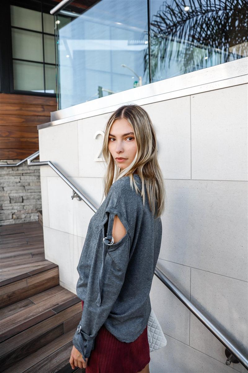 Long Sleeve Cut-out Sweater | Mixtshop LLC