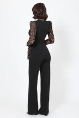 Plunging V Buckle Detail Leopard Jumpsuit | Mixtshop LLC