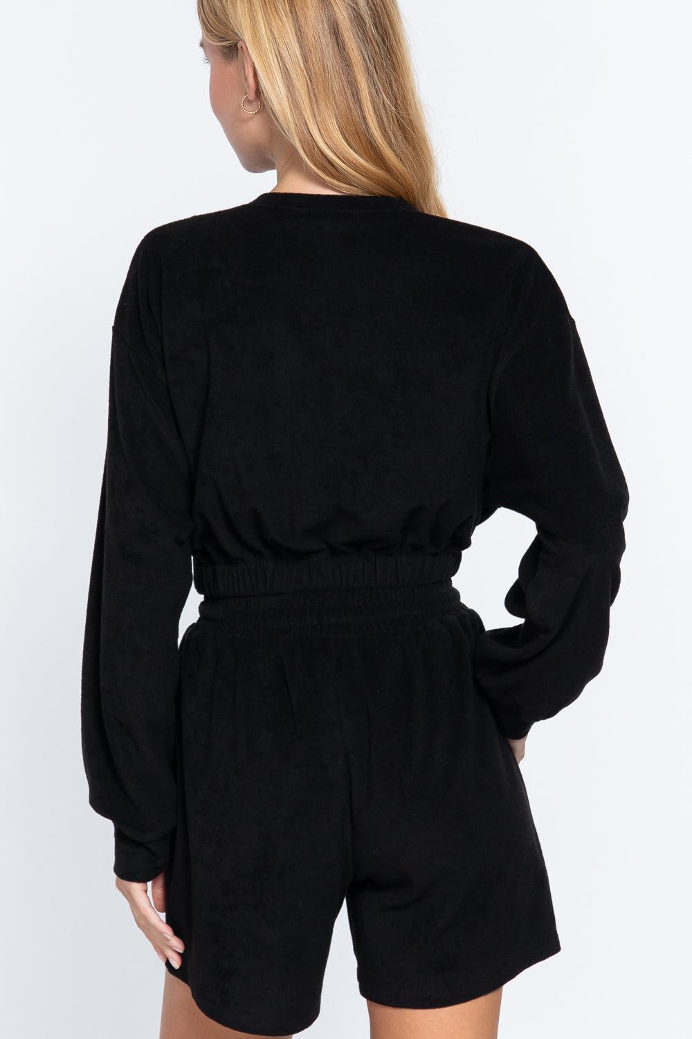 Elasticized Hem Terry Towelling Top | Mixtshop LLC