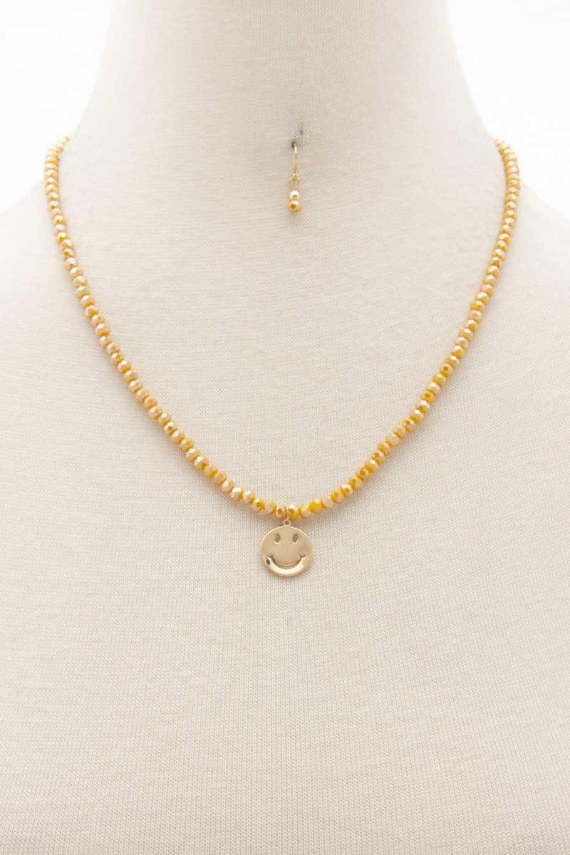 Happy Face Charm Beaded Necklace | Mixtshop LLC
