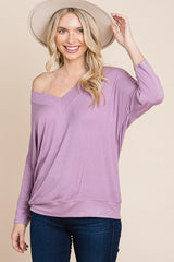 Solid Rib Modal Casual 3/4 Sleeves Dolman Sleeves Top | Mixtshop LLC