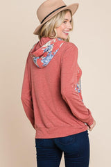 Floral Printed Contrast Hoodie With Relaxed Fit And Cuff Detail | Mixtshop LLC