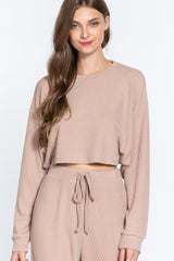 Long Dolman Slv Hacci Crop Top | Mixtshop LLC