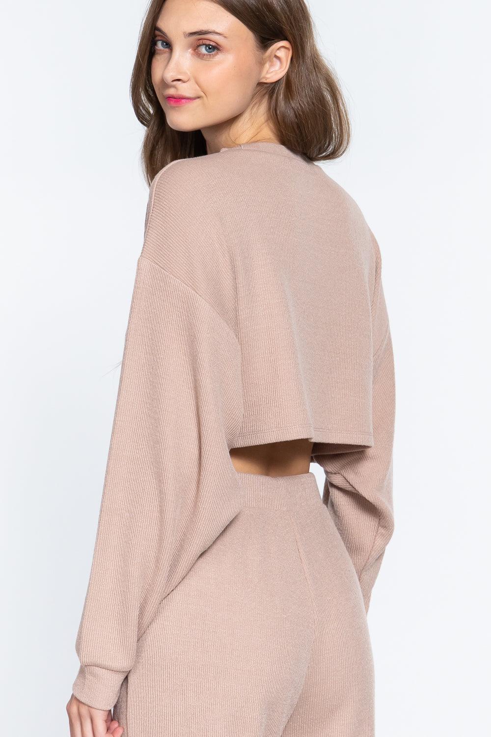 Long Dolman Slv Hacci Crop Top | Mixtshop LLC