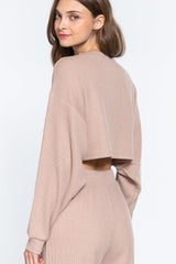 Long Dolman Slv Hacci Crop Top | Mixtshop LLC