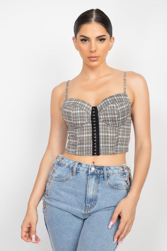 Plaid Hook & Eye Sweetheart Crop Top | Mixtshop LLC