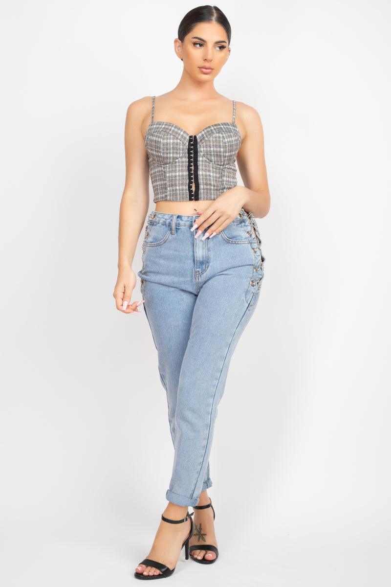Plaid Hook & Eye Sweetheart Crop Top | Mixtshop LLC