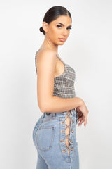 Plaid Hook & Eye Sweetheart Crop Top | Mixtshop LLC