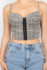 Plaid Hook & Eye Sweetheart Crop Top | Mixtshop LLC