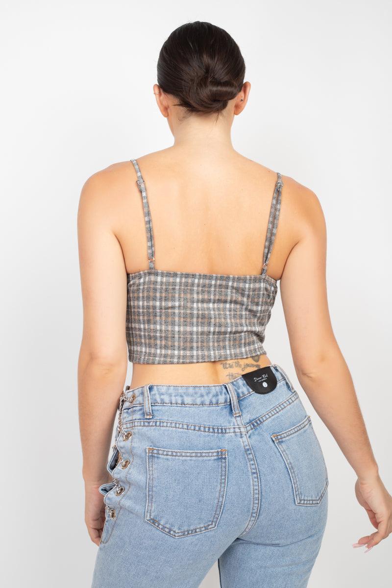 Plaid Hook & Eye Sweetheart Crop Top | Mixtshop LLC