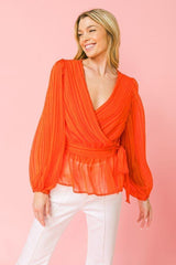 Surplice Neckline Woven Top | Mixtshop LLC