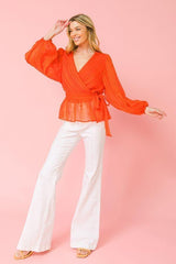 Surplice Neckline Woven Top | Mixtshop LLC