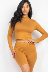 Mock Neck Top & Biker Shorts Set | Mixtshop LLC