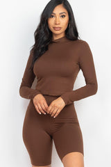 Mock Neck Top & Biker Shorts Set | Mixtshop LLC