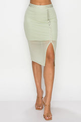 Studded Stone Cami Top & Slit Mini Skirts Set | Mixtshop LLC