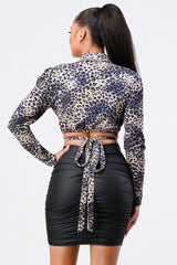 Sexy Animal Print Collared Back-tie Wrap Top | Mixtshop LLC