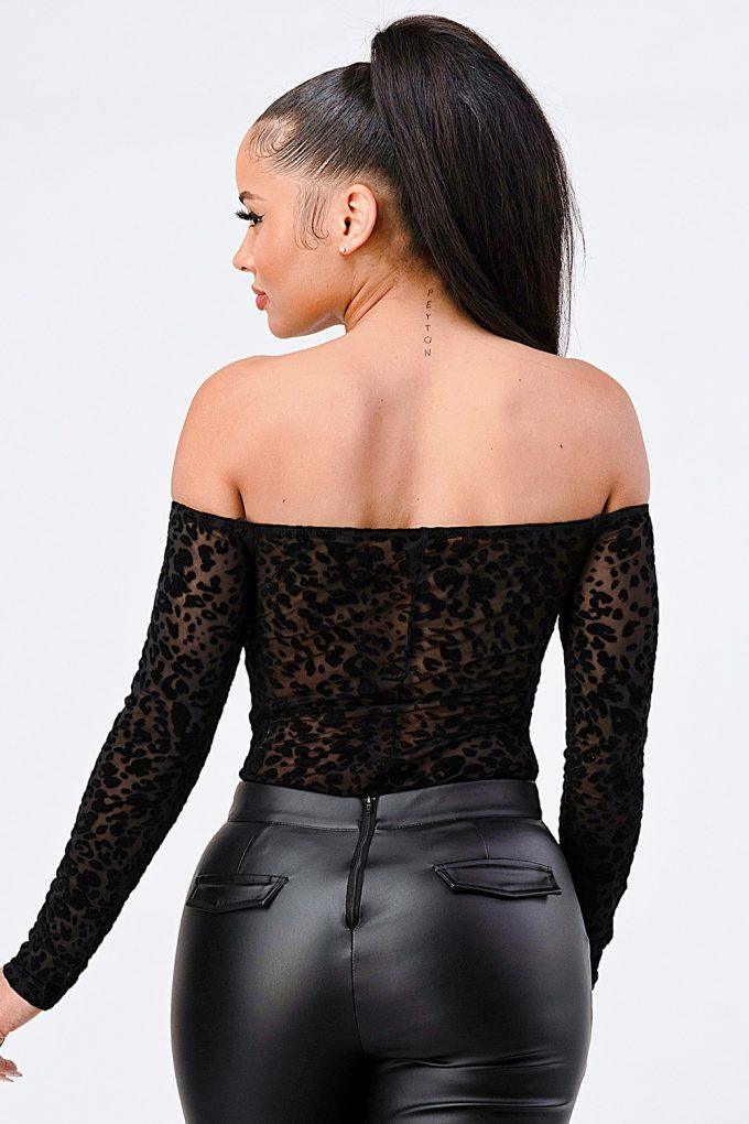 Leopard Print Off Shoulder Bodysuit | Mixtshop LLC