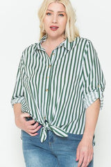 Multi Stripe Side Slit Cotton Shirt | Mixtshop LLC