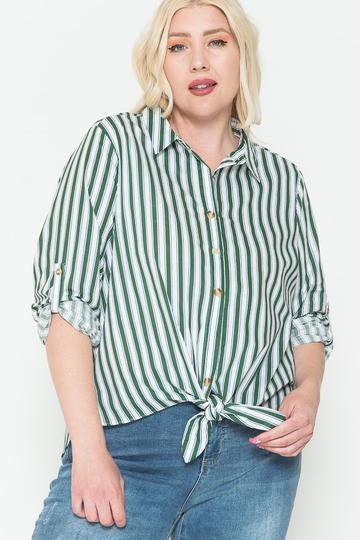 Multi Stripe Side Slit Cotton Shirt | Mixtshop LLC