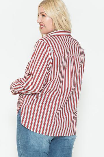 Multi Stripe Side Slit Cotton Shirt | Mixtshop LLC