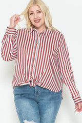Multi Stripe Side Slit Cotton Shirt | Mixtshop LLC