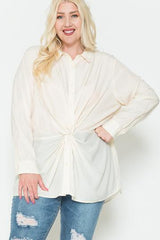 Twisted Knot Detail Oversized Satin Shirt | Mixtshop LLC