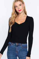 Shirring Sweatheart Neck Sweater | Mixtshop LLC