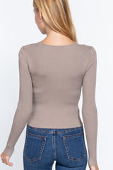 Shirring Sweatheart Neck Sweater | Mixtshop LLC