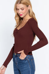 Shirring Sweatheart Neck Sweater | Mixtshop LLC