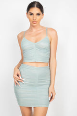 Shirred Cami Top & Mini Skirts Set | Mixtshop LLC