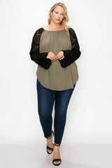 Solid Top Featuring Flattering Lace Bell Sleeves | Mixtshop LLC
