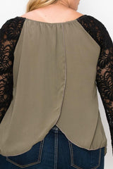 Solid Top Featuring Flattering Lace Bell Sleeves | Mixtshop LLC