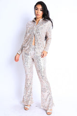 Sequin Button Down Shirt And Pant Set | Mixtshop LLC