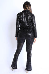 Sequin Button Down Shirt And Pant Set | Mixtshop LLC