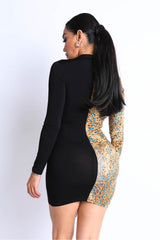 Colorblocked Deep V Collared Dress | Mixtshop LLC