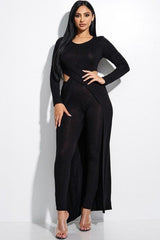 Solid Heavy Rayon Spandex Long Sleeve Crossed Over Long Top And Leggings 2 Piece Set | Mixtshop LLC