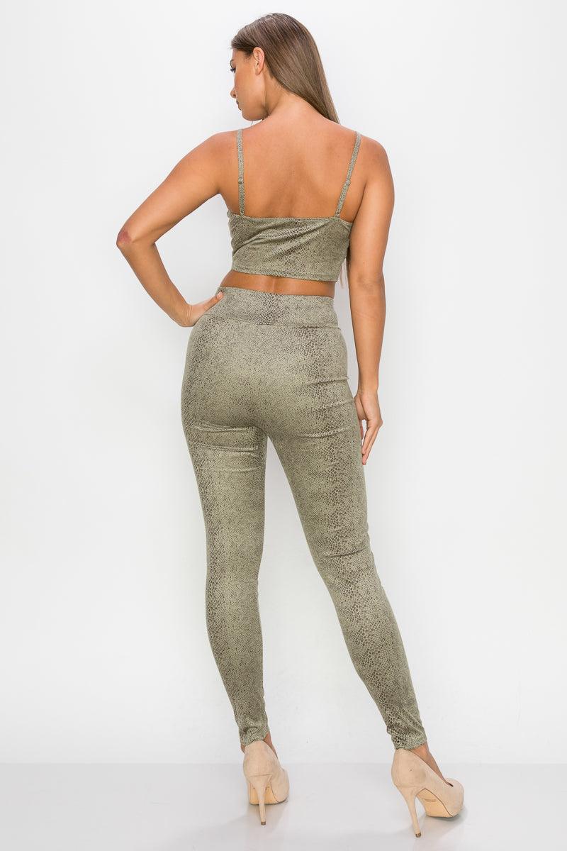 Embossed Snake Print Top And Leggings Set | Mixtshop LLC