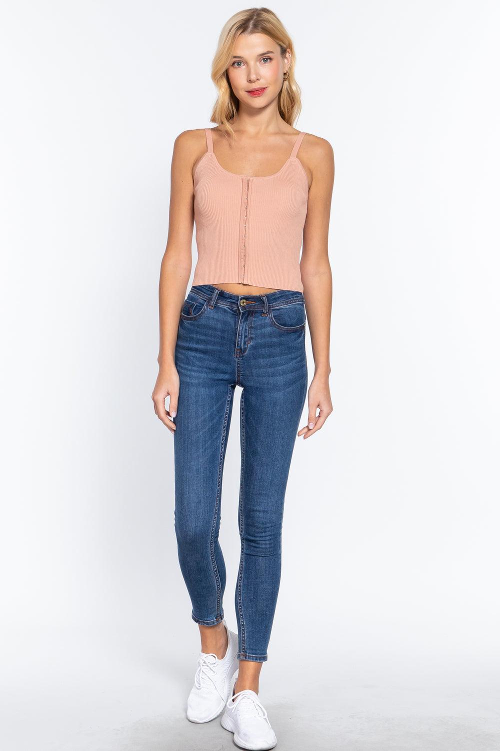 Front Closure With Hooks Sweater Cami Top | Mixtshop LLC