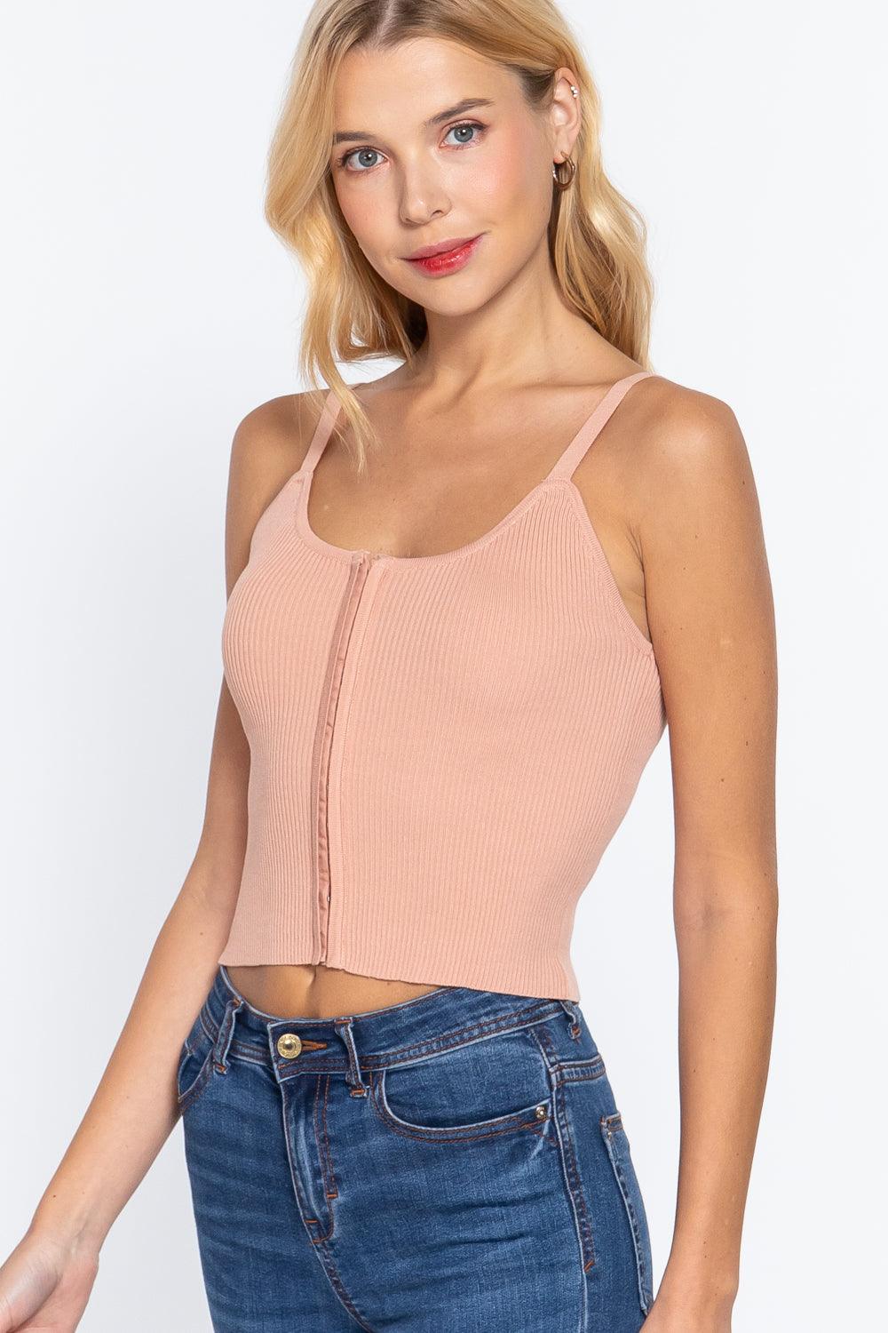 Front Closure With Hooks Sweater Cami Top | Mixtshop LLC