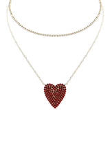 Rhinestone Heart Choker And Necklace Set | Mixtshop LLC