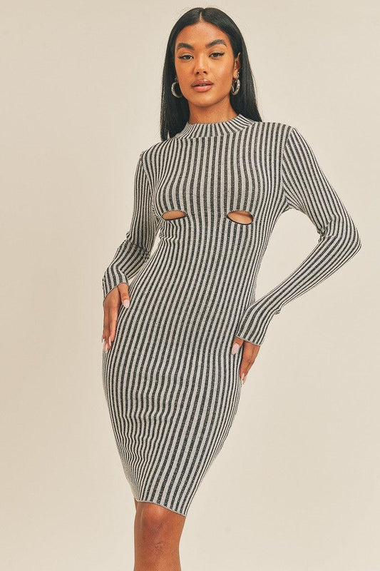 Long Sleeve Stripe Print Midi Dress | Mixtshop LLC