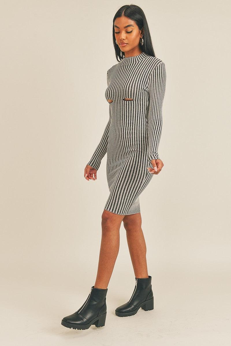 Long Sleeve Stripe Print Midi Dress | Mixtshop LLC