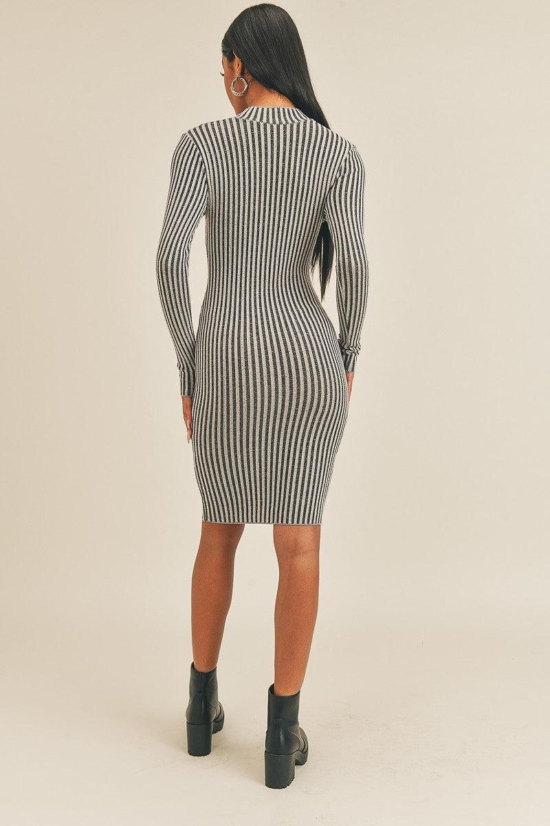 Long Sleeve Stripe Print Midi Dress | Mixtshop LLC