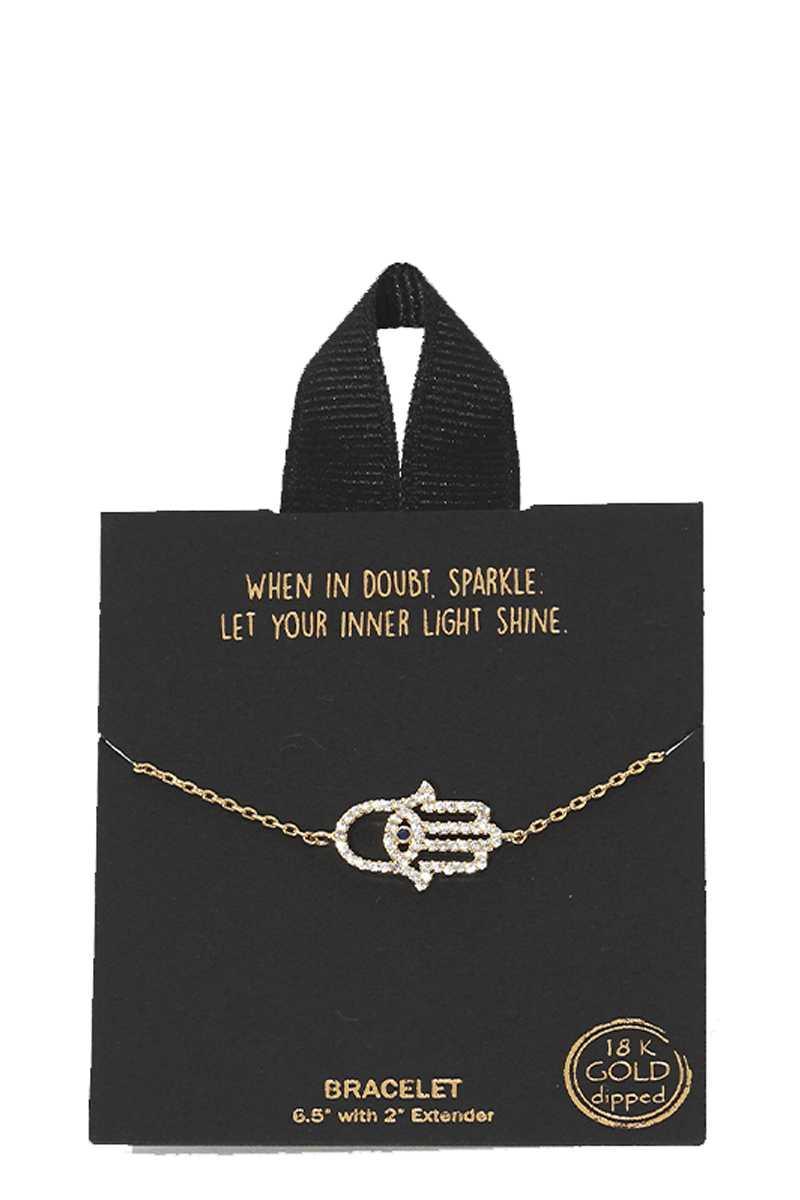 Gold Rhodium Dipped Hamsa Pendant Bracelet | Mixtshop LLC
