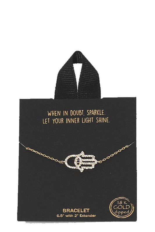 Gold Rhodium Dipped Hamsa Pendant Bracelet | Mixtshop LLC