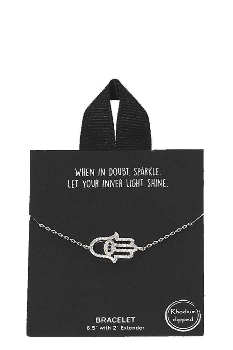 Gold Rhodium Dipped Hamsa Pendant Bracelet | Mixtshop LLC