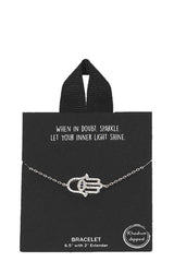 Gold Rhodium Dipped Hamsa Pendant Bracelet | Mixtshop LLC