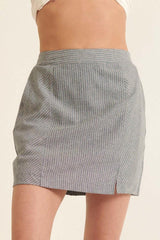 Banded Front Waist Pinstripe Mini Skirt | Mixtshop LLC
