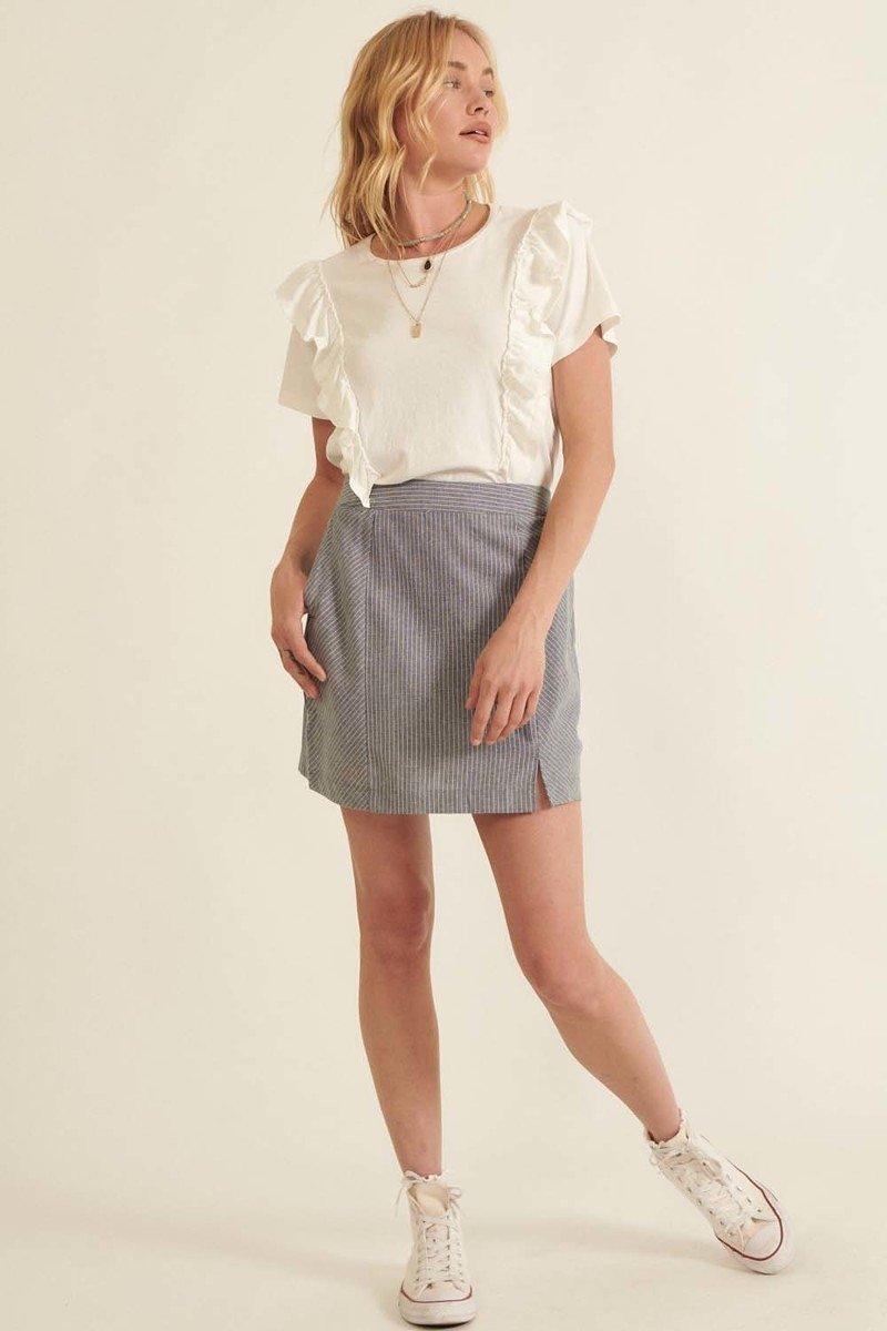 Banded Front Waist Pinstripe Mini Skirt | Mixtshop LLC